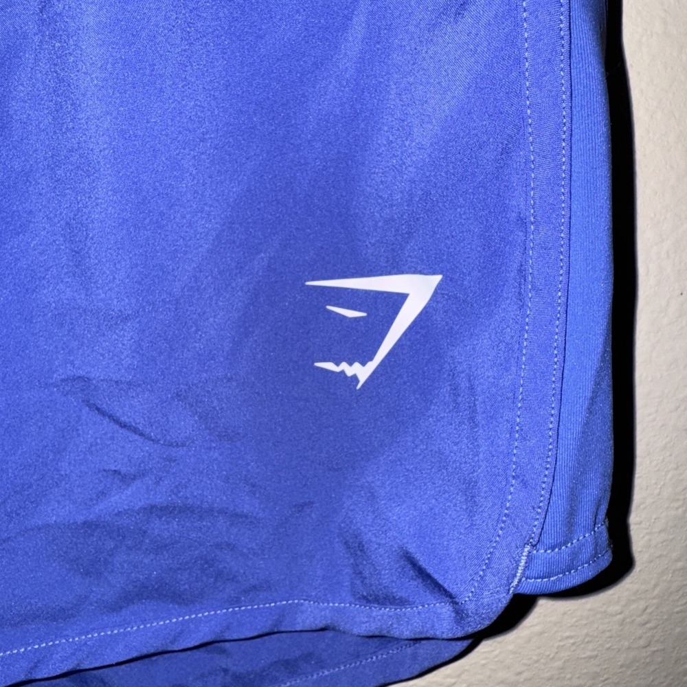 Gymshark Training Loose Fit Shorts Blue Branded Waistband Dolphin Hem Womens L - Picture 8 of 10
